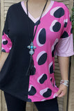 Half Pink Leopard Half Black top