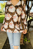 Brown Leopard & Santa long sleeve top