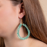 Turquoise Crystal Gold Teardrop Earrings