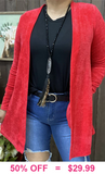 Red cardigan with pockets