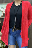 Red cardigan with pockets