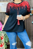 Black top with Red sequin designs