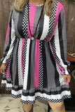 Pink, Black, White polka dot dress