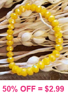 Mustard Yellow Crystal Stretch Bracelet