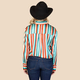 Serape Button Up with sequin shoulder detail