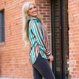 Serape Button Up with sequin shoulder detail