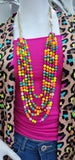 Purple, Neon Multi color crystal beaded 5 strand necklace