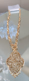 Short Gold Link Necklace with gold glitter pendant