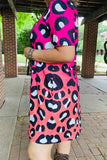 Pink ombre big spot leopard dress