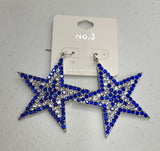 Blue & Bling Rhinestone STAR earrings