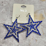 Blue & Bling Rhinestone STAR earrings