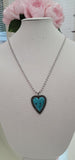 Turquoise Stone Heart pendant silver ball chain necklace