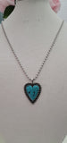 Turquoise Stone Heart pendant silver ball chain necklace