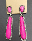 Pink Stone Dangle Teardrop Western Earrings