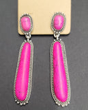 Pink Stone Dangle Teardrop Western Earrings