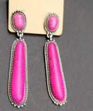 Pink Stone Dangle Teardrop Western Earrings