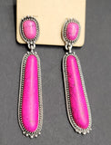 Pink Stone Dangle Teardrop Western Earrings