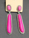 Pink Stone Dangle Teardrop Western Earrings