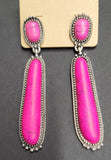 Pink Stone Dangle Teardrop Western Earrings