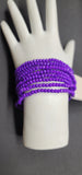 Purple Crystal Beaded Stretch Bracelet 10 piece Set