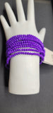 Purple Crystal Beaded Stretch Bracelet 10 piece Set