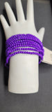 Purple Crystal Beaded Stretch Bracelet 10 piece Set