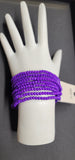 Purple Crystal Beaded Stretch Bracelet 10 piece Set