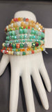 Beautiful Multi Color Crystal 9 pc Stretch Beaded Bracelets