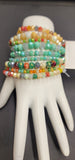 Beautiful Multi Color Crystal 9 pc Stretch Beaded Bracelets