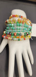 Beautiful Multi Color Crystal 9 pc Stretch Beaded Bracelets