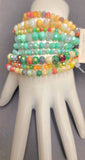 Beautiful Multi Color Crystal 9 pc Stretch Beaded Bracelets