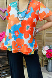 Flower print chiffon top with lining