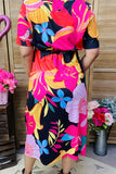 Pink Floral black maxi dress