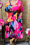 Pink Floral black maxi dress