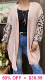 Leopard Sleeve Light Pink Sweater cardigan