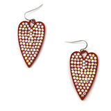 Red Heart Earrings with Bling AB Rhinestones