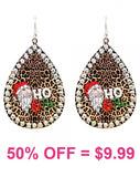 HO HO HO Leopard Christmas earrings