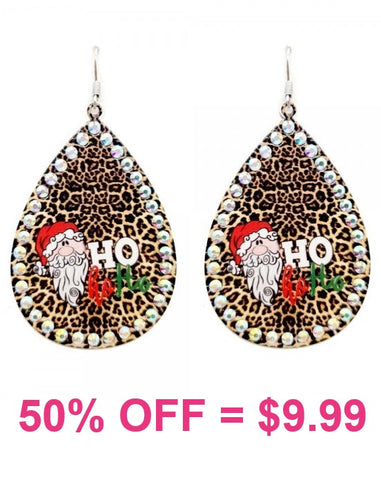 HO HO HO Leopard Christmas earrings