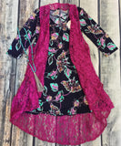 Magenta Lace Long Vest