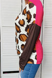 Pink, Big Spot Leopard, Brown long sleeve top