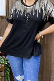 Black top with silver sequin designs