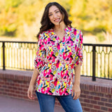 L, 2X, 3X Colorful Abstract Cheetah blouse