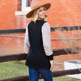 Black Top with cheetah long sleeves