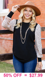 Black Top with cheetah long sleeves