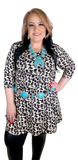 1XL : Beige Leopard Flutter Tunic - runs big