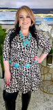 1XL : Beige Leopard Flutter Tunic - runs big