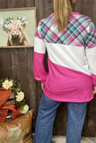 S-M-L : Turquoise Plaid, White, Pink long sleeve top