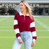 Maroon and White pullover