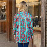 Turquoise Concho & Tribal button up top