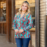 Turquoise Concho & Tribal button up top